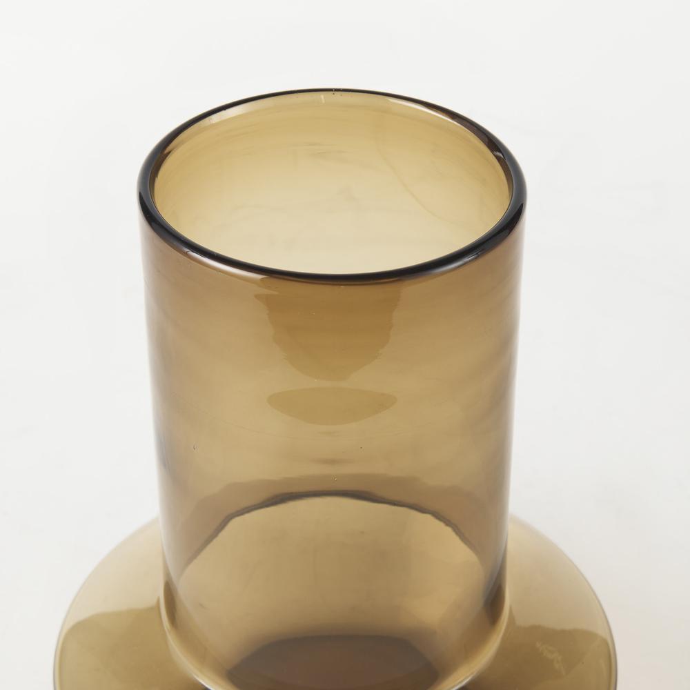 10" Vintage Look Ombre Brown Glass Vase Golden Brown. Picture 4