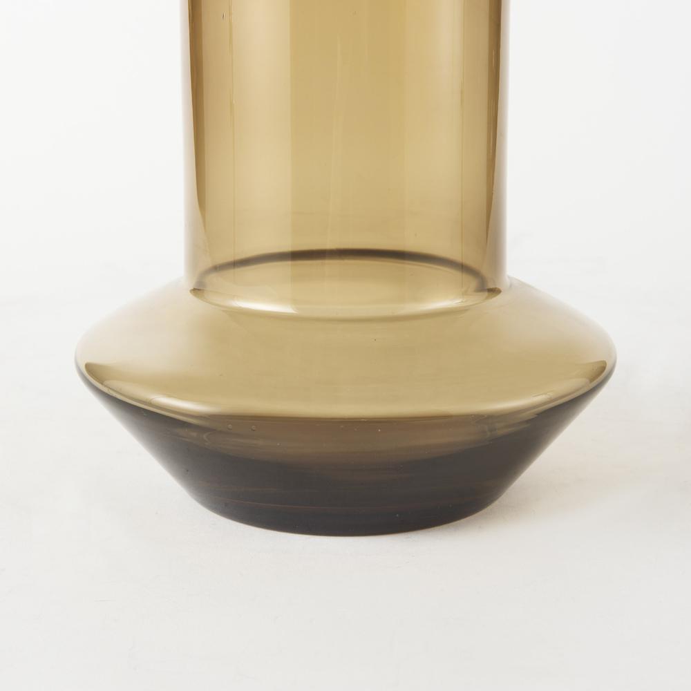 10" Vintage Look Ombre Brown Glass Vase Golden Brown. Picture 6