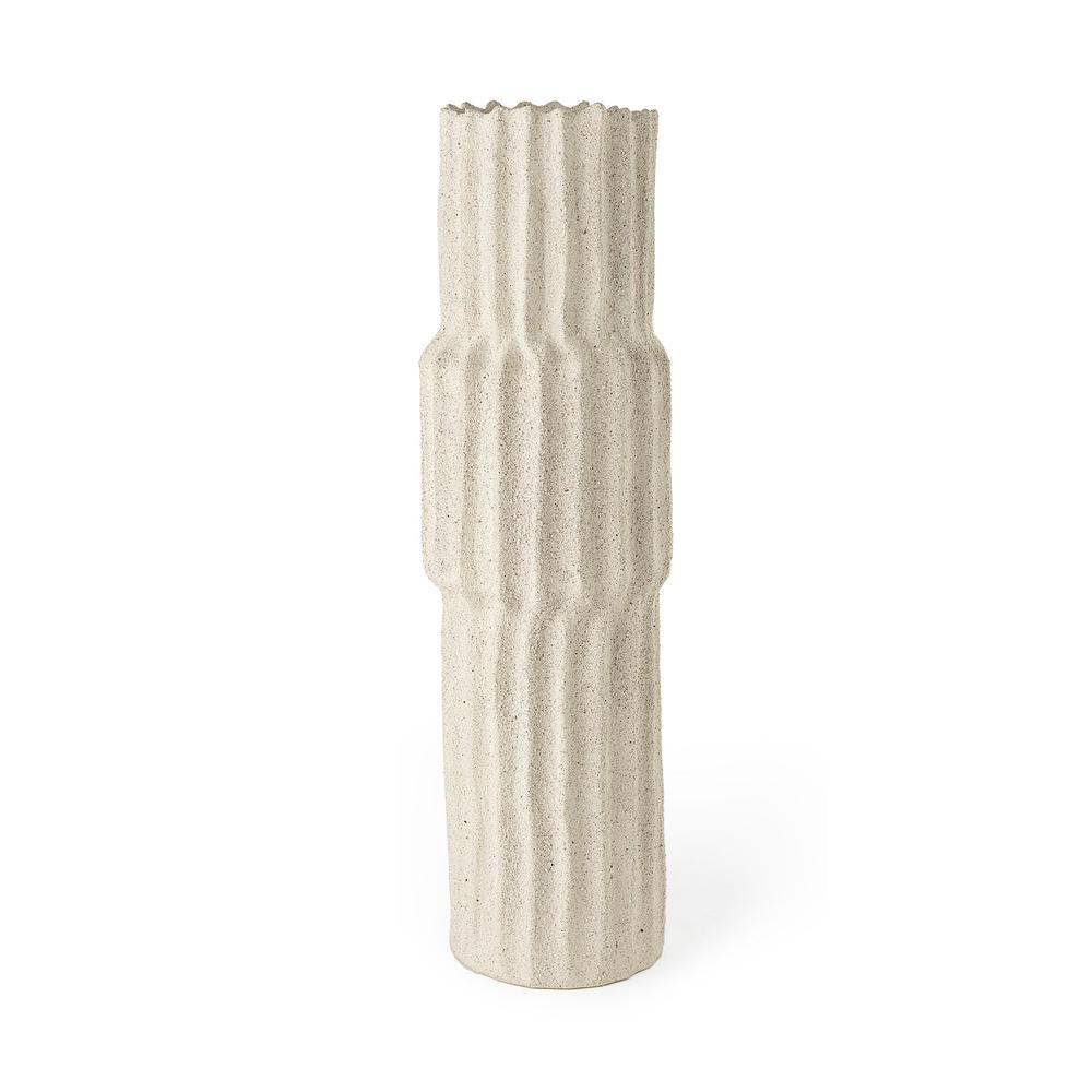 23" Jumbo Organic Textured Sand Vase Cream. Picture 1