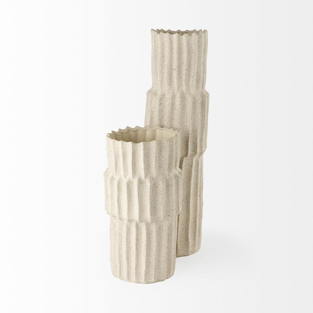 23" Jumbo Organic Textured Sand Vase Cream. Picture 3