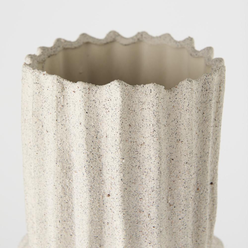 23" Jumbo Organic Textured Sand Vase Cream. Picture 4