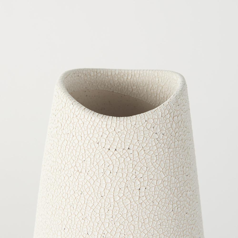 Blush Two Tone Organic Crackle Glaze Ceramic Vase Cream. Picture 4