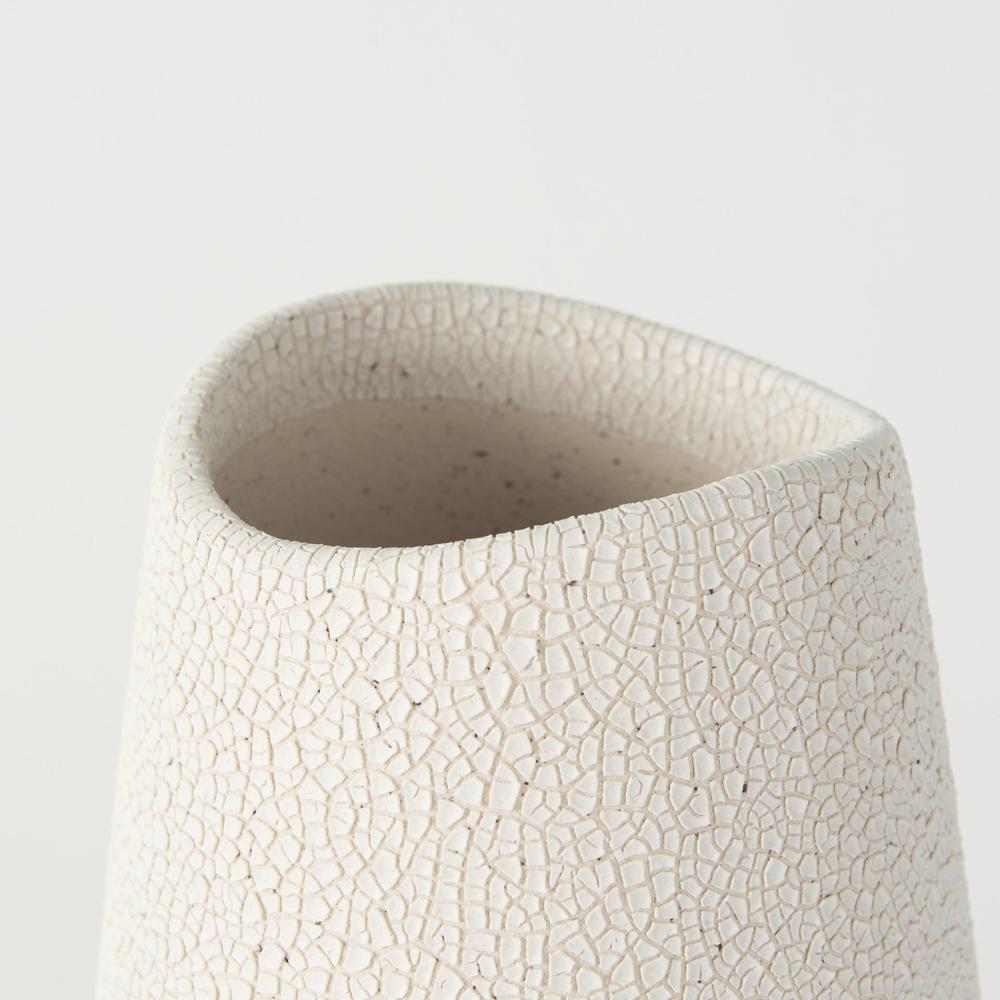 Blush Two Tone Organic Crackle Glaze Ceramic Vase Cream. Picture 5