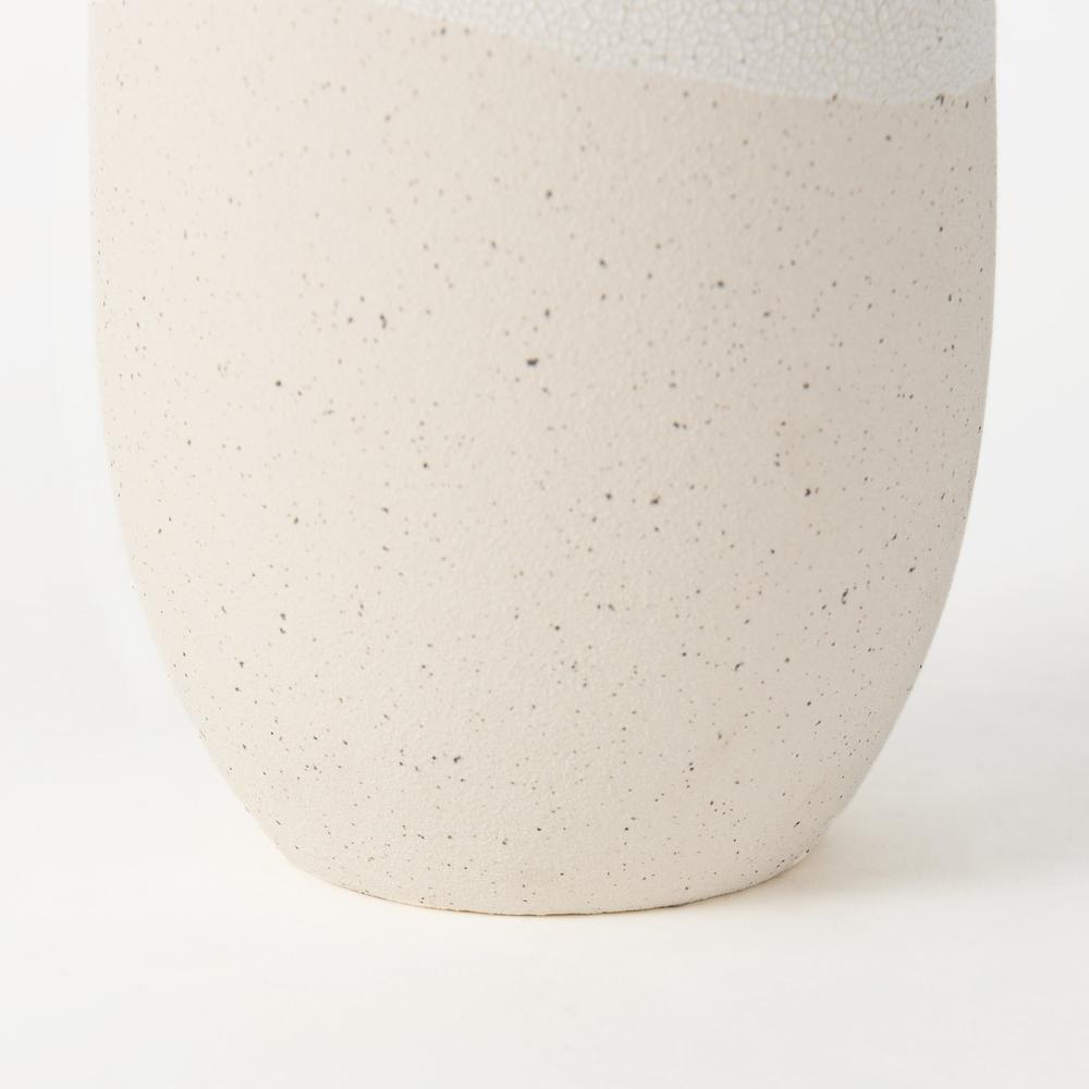 Blush Two Tone Organic Crackle Glaze Ceramic Vase Cream. Picture 7