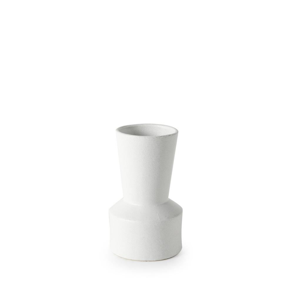 9" White Contempo Deco Ceramic Vase White. Picture 1