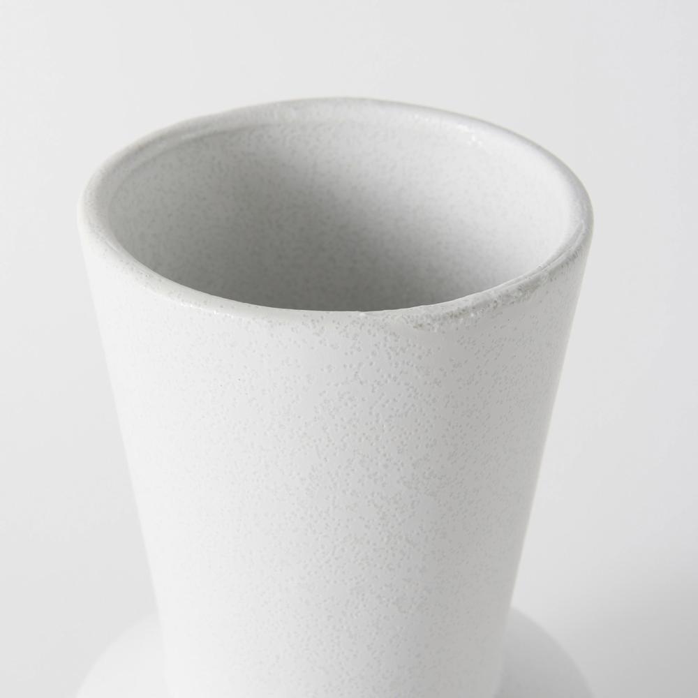 9" White Contempo Deco Ceramic Vase White. Picture 4
