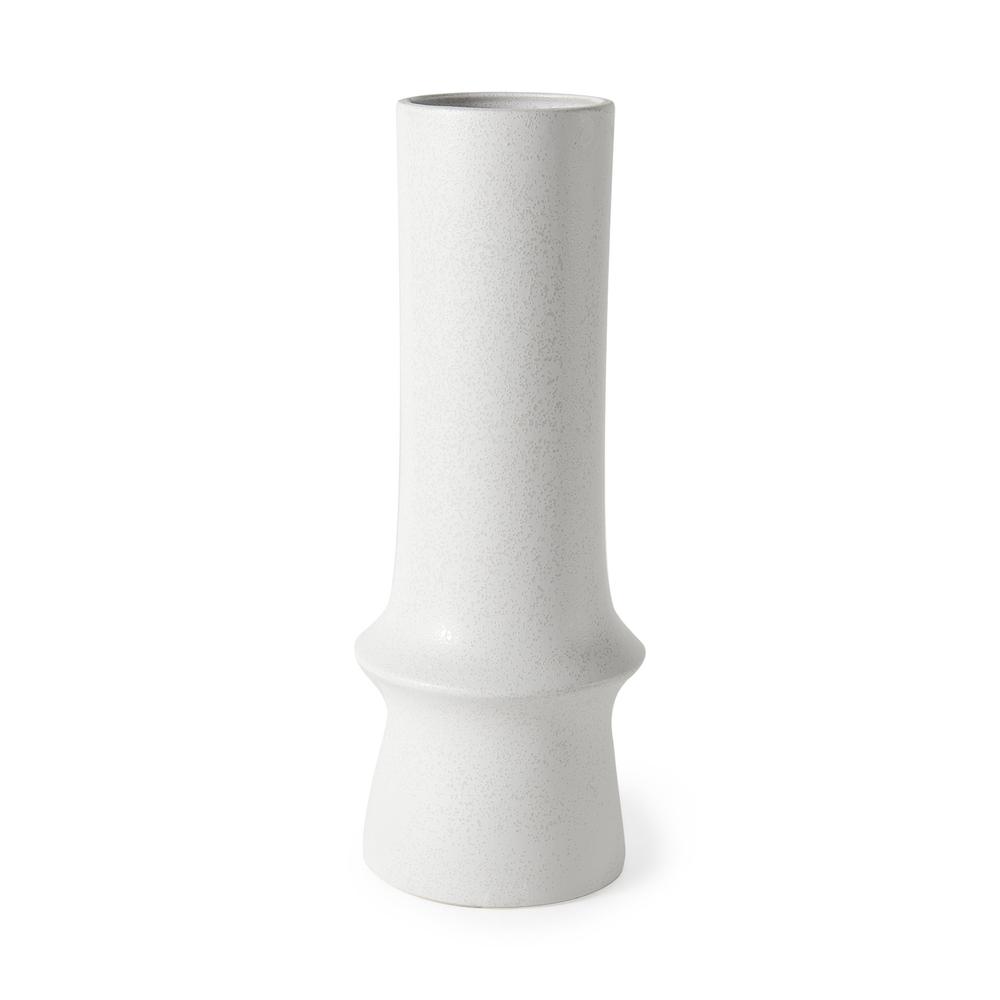 17" White Contempo Deco Ceramic Vase White. Picture 1