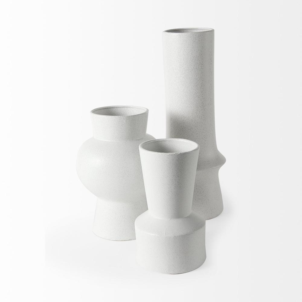 17" White Contempo Deco Ceramic Vase White. Picture 3