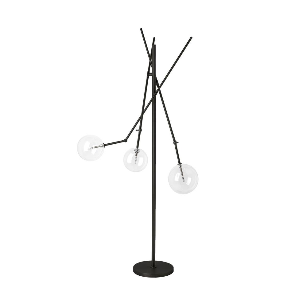 Black Tri Globe Contemporary Metal Floor Lamp. Picture 2