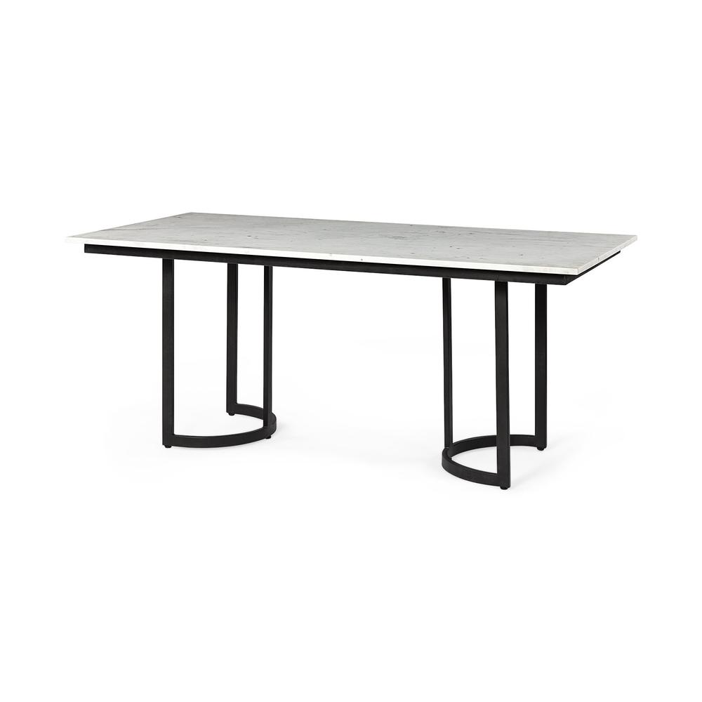 Modern Marble and Metal Dining Table. Picture 1
