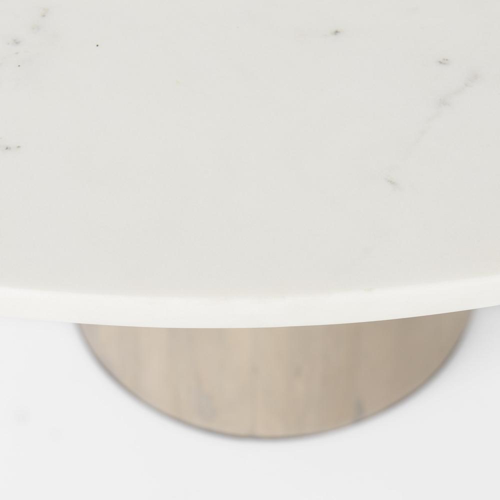 White Marble Mod Pedestal Dining Table. Picture 5