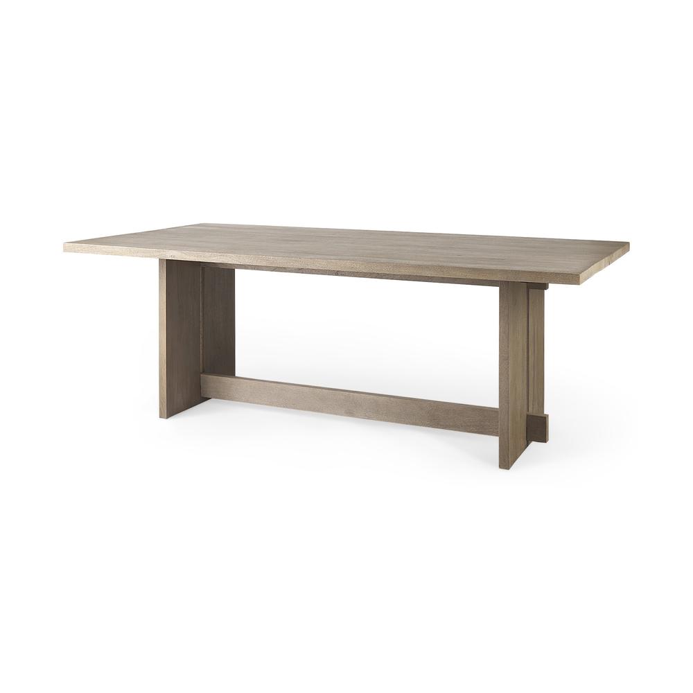 Light Brown Modern Rustic Wooden Dining Table. Picture 1