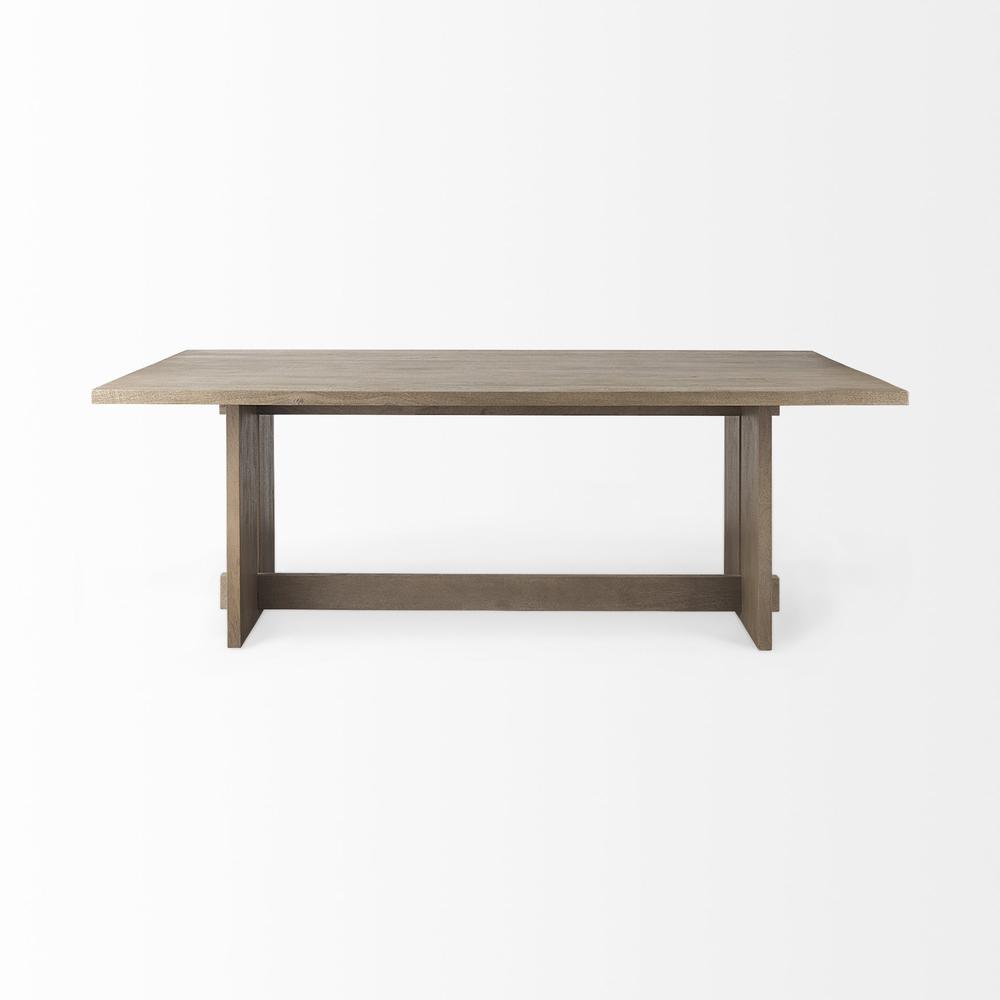 Light Brown Modern Rustic Wooden Dining Table. Picture 2