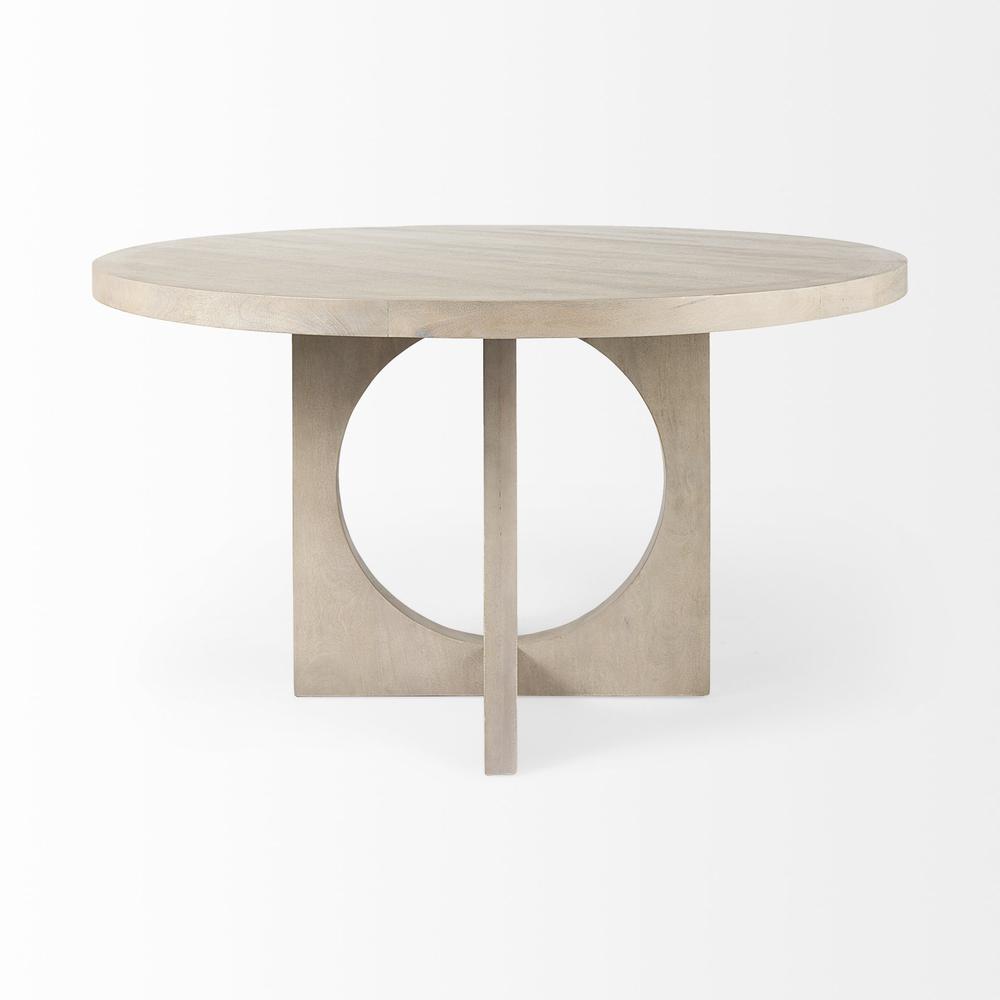 Light Natural Wood Round Geometric Dining Table. Picture 2