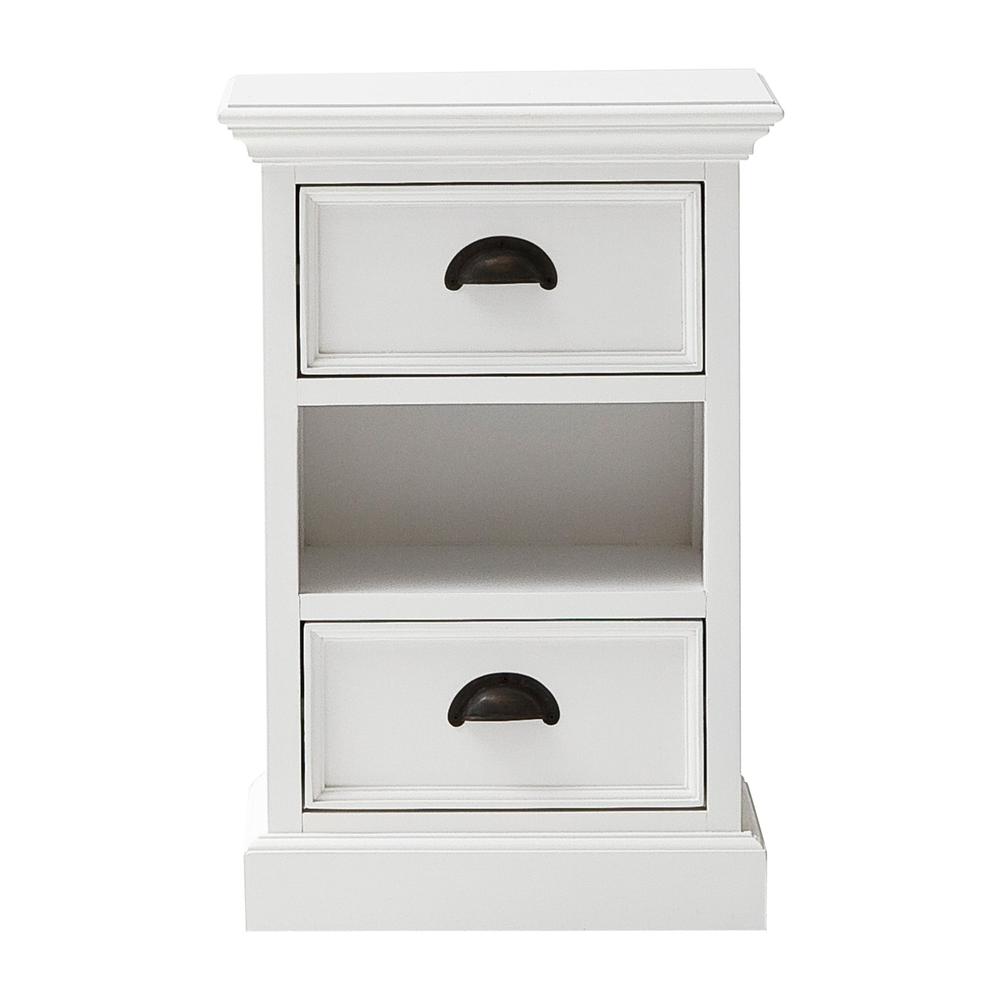 Classic White Two Drawer Nightstand Unit with Basket Classic White. Picture 2