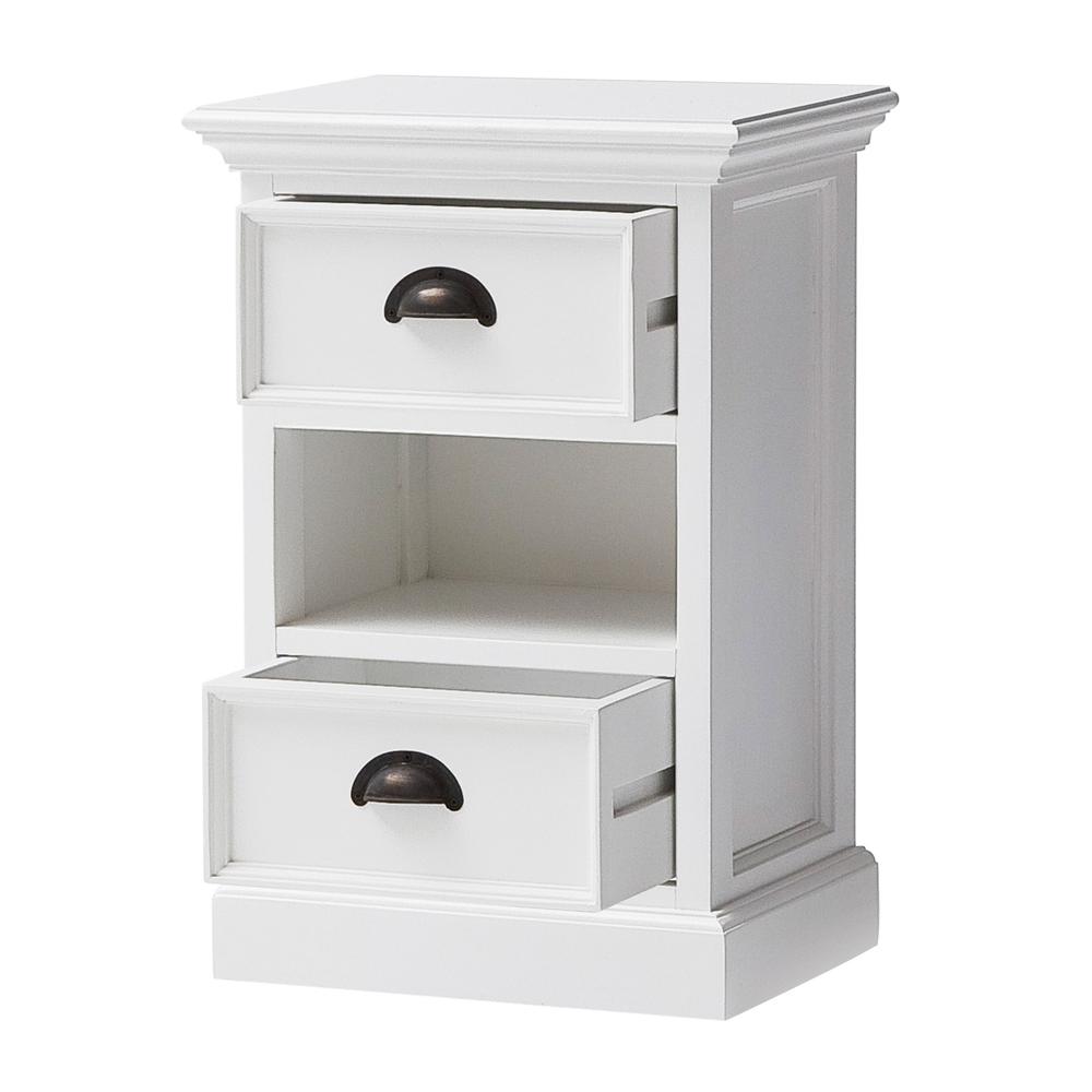 Classic White Two Drawer Nightstand Unit with Basket Classic White. Picture 6