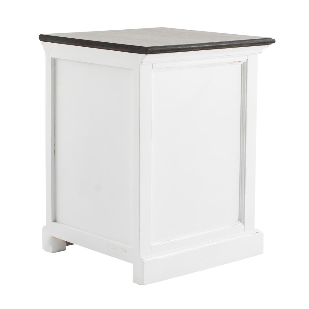 Distressed White and Deep Brown Three Drawer Nightstand White Distress & Deep Brown. Picture 5