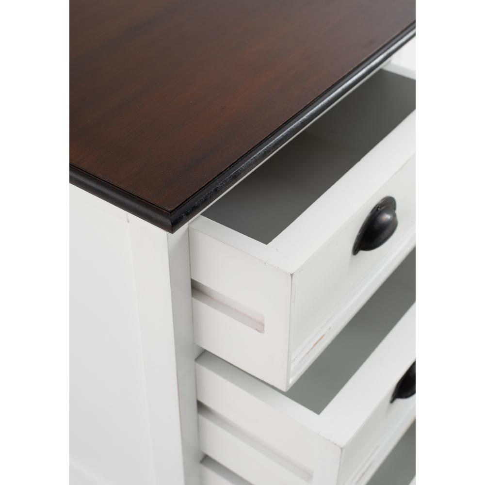 Distressed White and Deep Brown Three Drawer Nightstand White Distress & Deep Brown. Picture 7