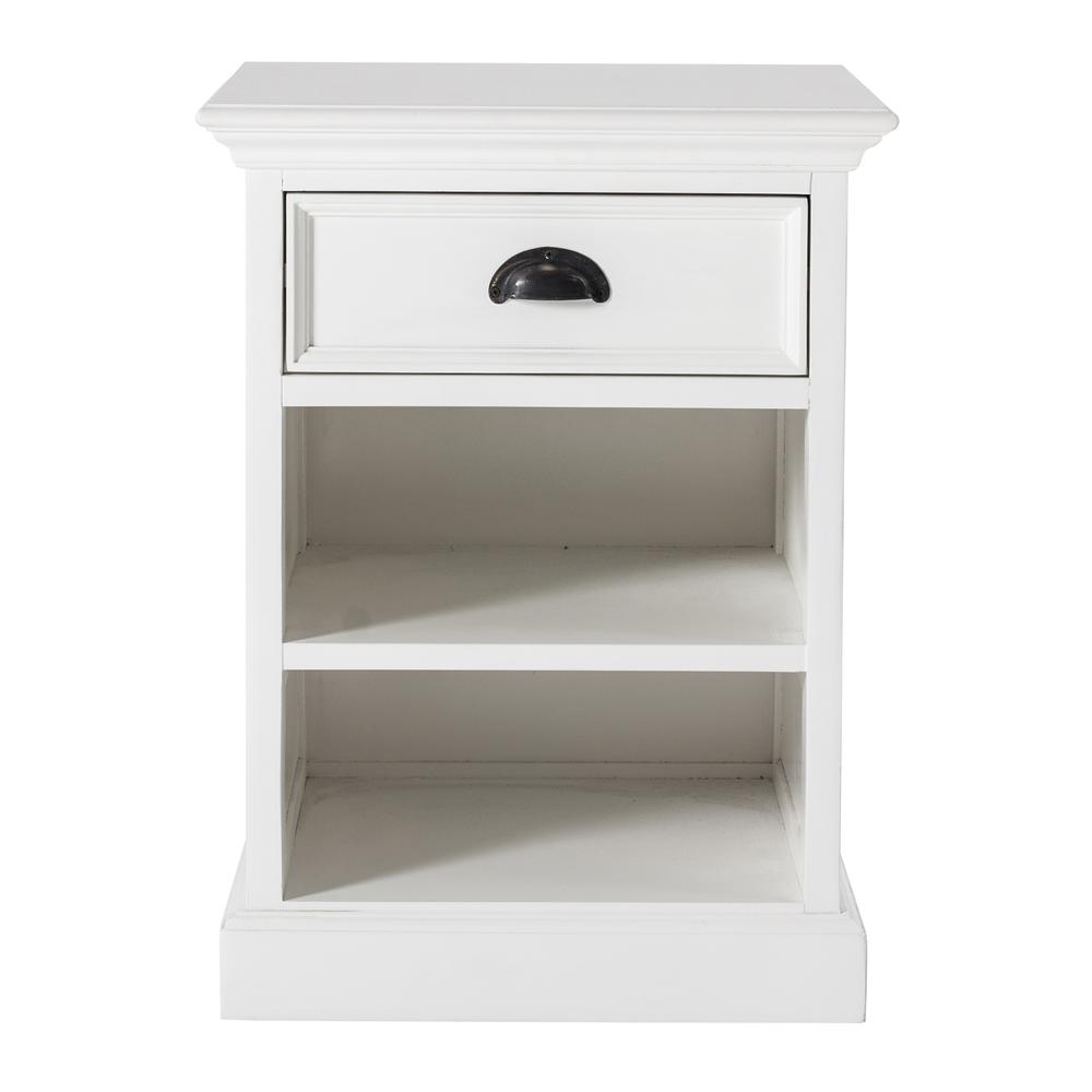 Classic White Nightstand With Shelves Classic White. Picture 1