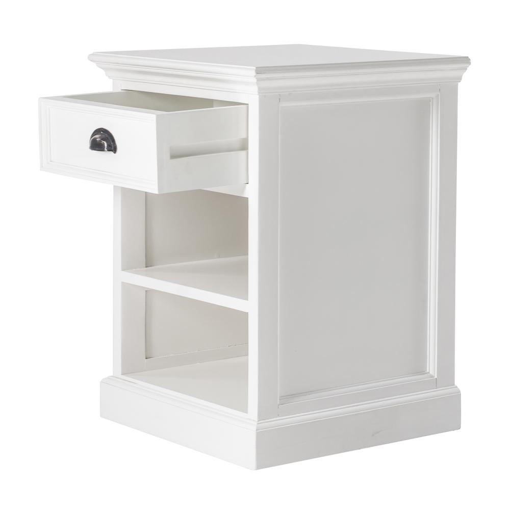 Classic White Nightstand With Shelves Classic White. Picture 3