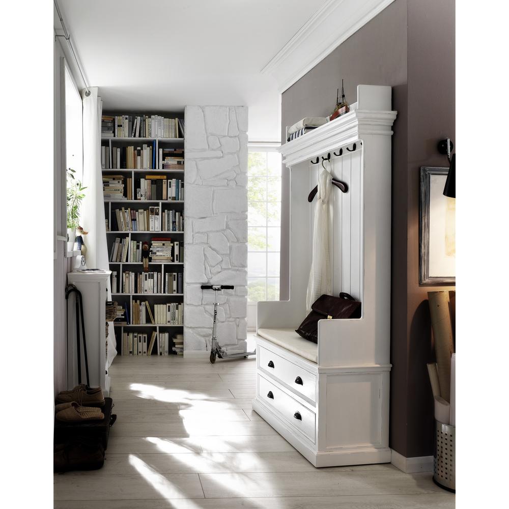 Classic White Entryway Coat Rack and Bench with Drawers. Picture 8