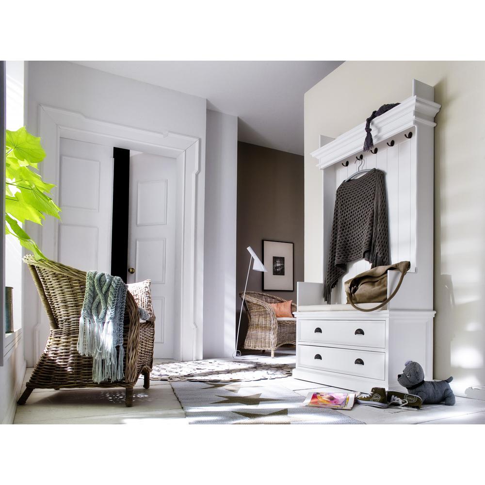 Classic White Entryway Coat Rack and Bench with Drawers. Picture 9