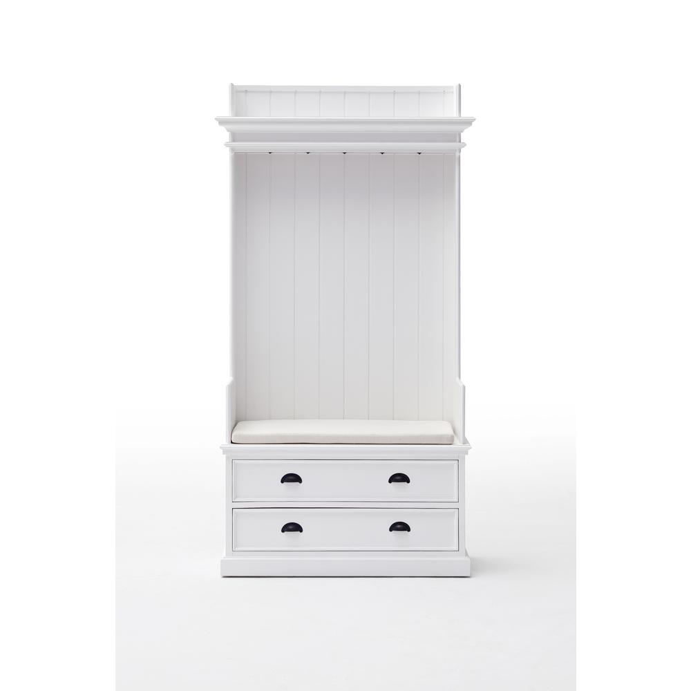 Classic White Entryway Coat Rack and Bench with Drawers. Picture 7