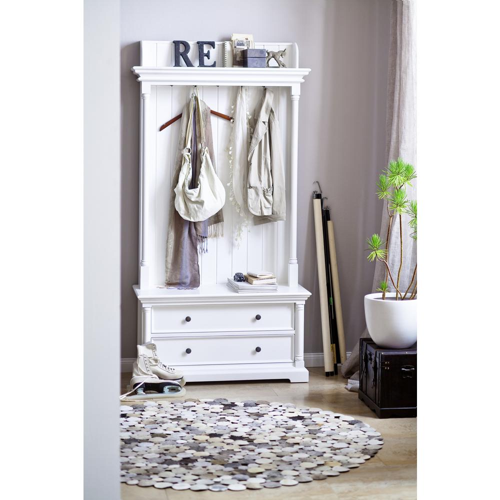 Classic White Hall Tree Coat Rack with Drawers. Picture 7