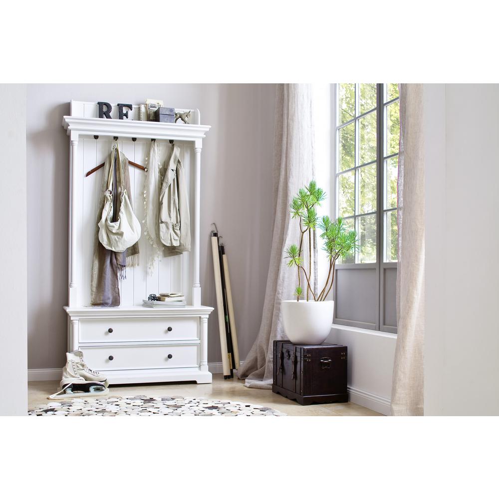 Classic White Hall Tree Coat Rack with Drawers. Picture 8