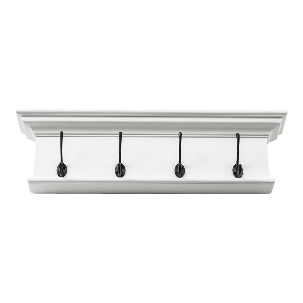 Classic White Four Hook Hanging Coat Rack. Picture 1
