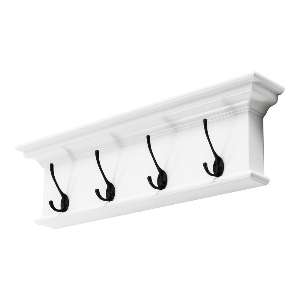 Classic White Four Hook Hanging Coat Rack. Picture 2