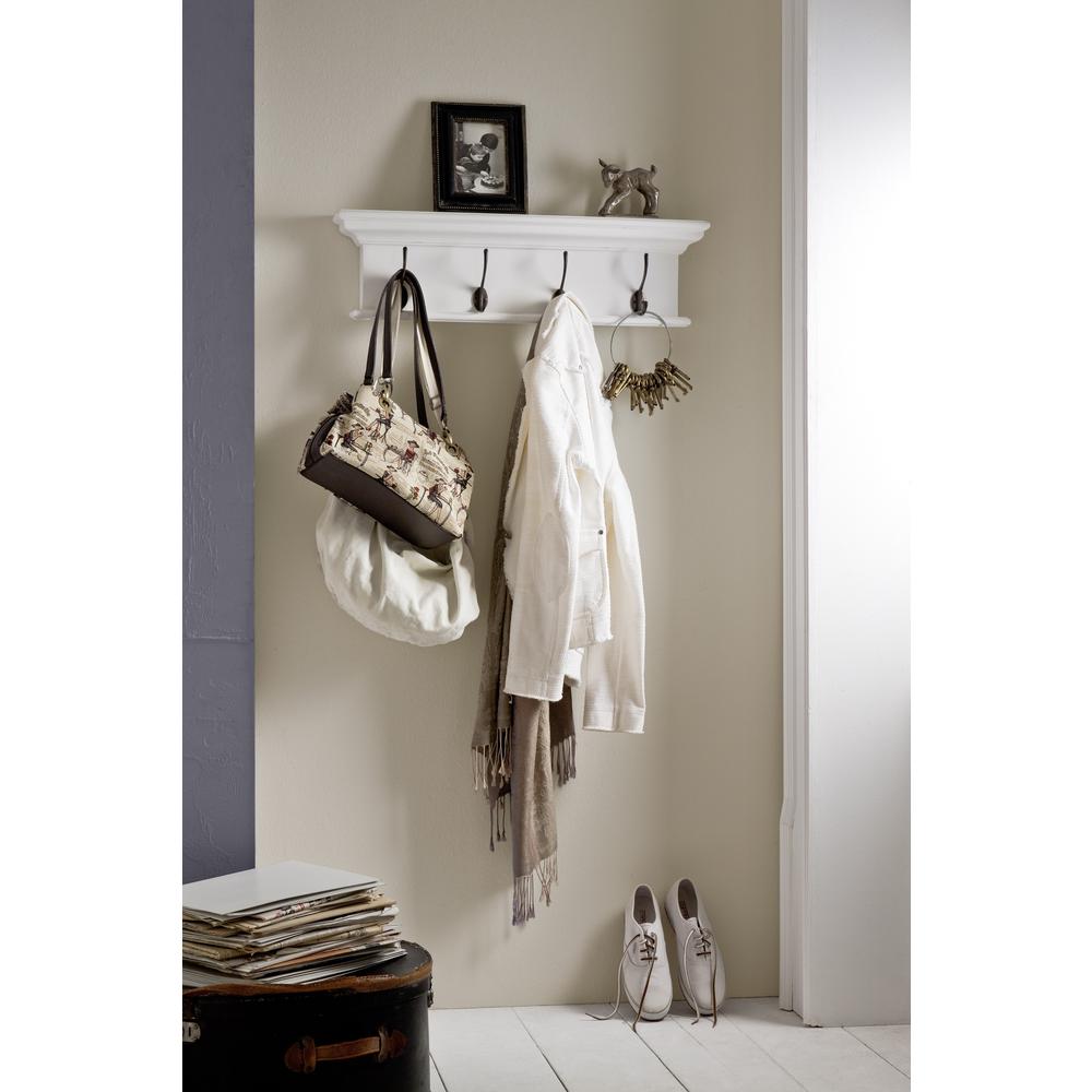 Classic White Four Hook Hanging Coat Rack. Picture 6