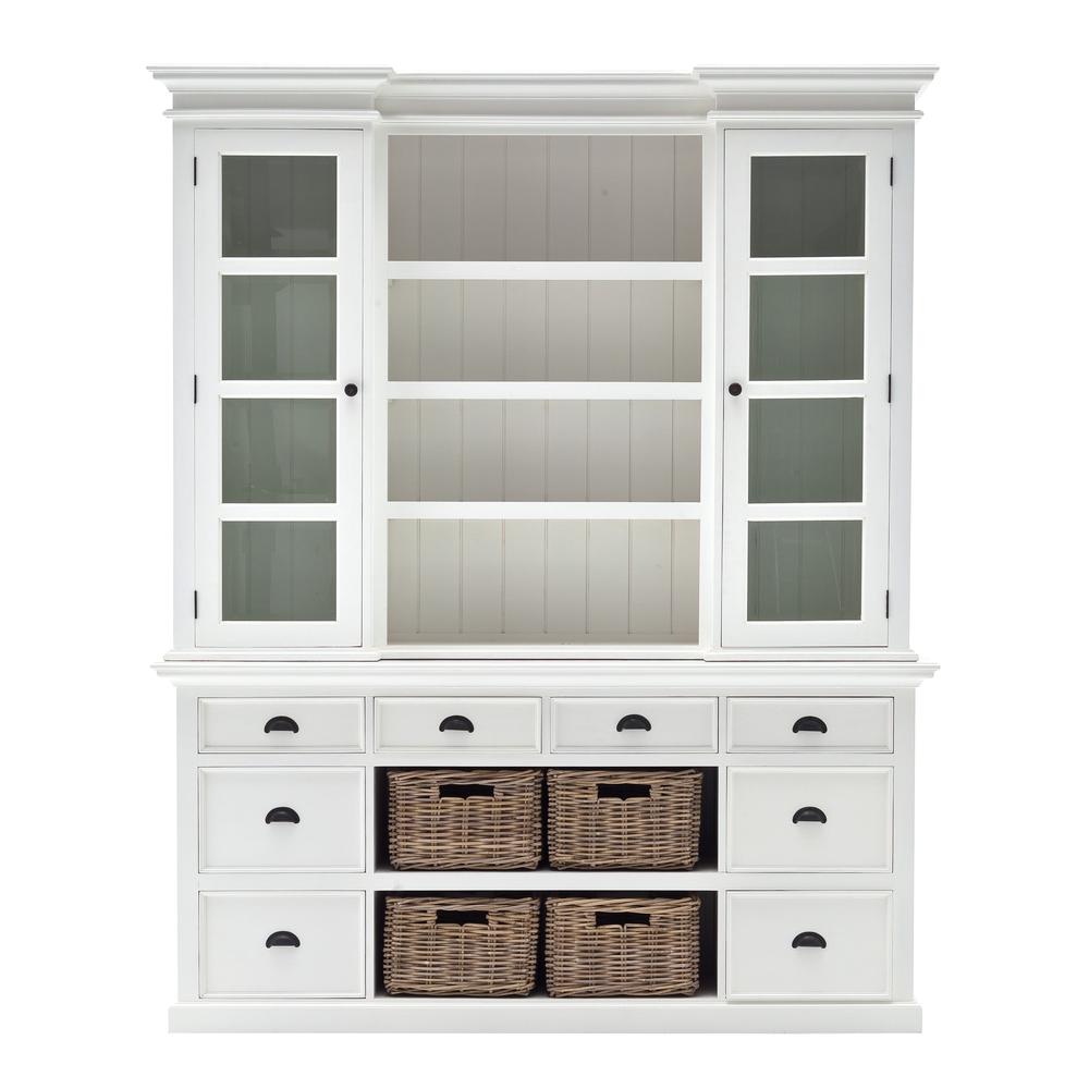 Classic White Library Hutch with Basket Set Classic White. Picture 1