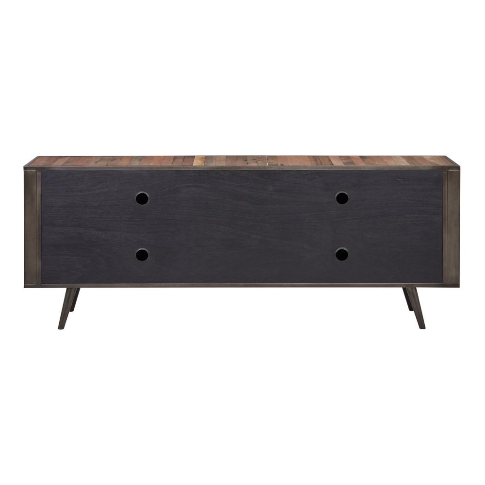 79" Wood Brown Recycled Boat Wood And Iron Cabinet Enclosed Storage TV Stand. Picture 7