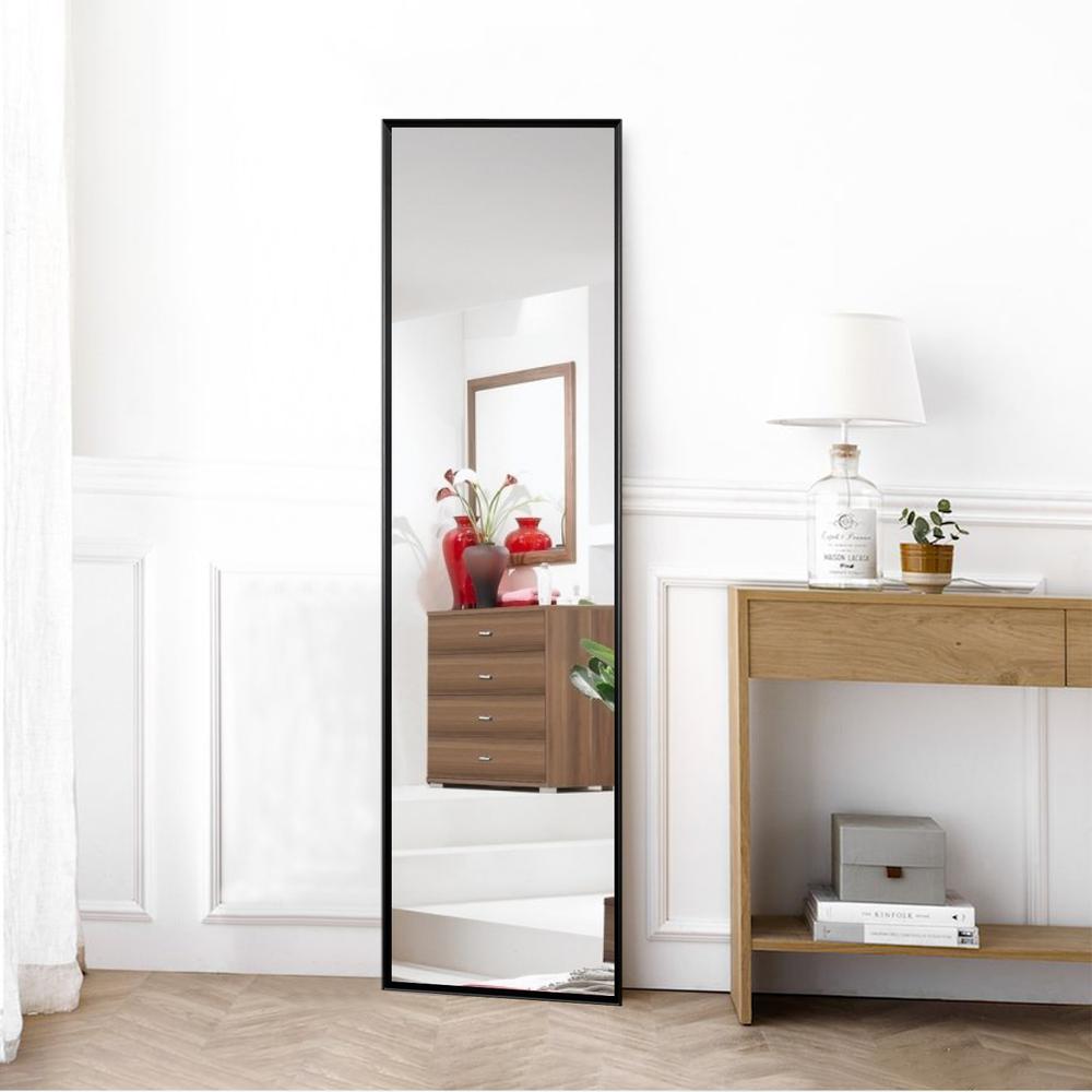 Long Black Full Length Standing Mirror. Picture 1