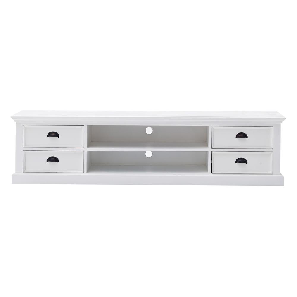 71" Classic White Entertainment Unit with Four Drawers. Picture 1