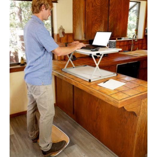 Bamboo and Silver Active Standing Desk Balance Board. Picture 8