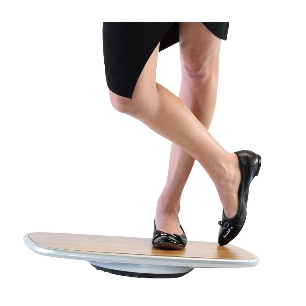 Bamboo and Silver Active Standing Desk Balance Board. Picture 4