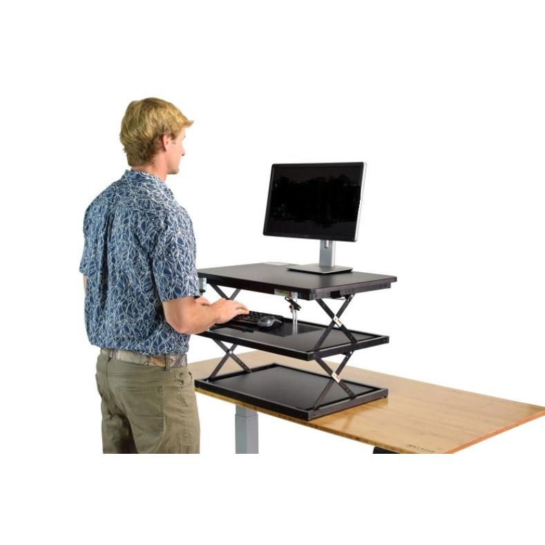 Black Adjustable Tall Standing Desk Converter and Riser. Picture 3