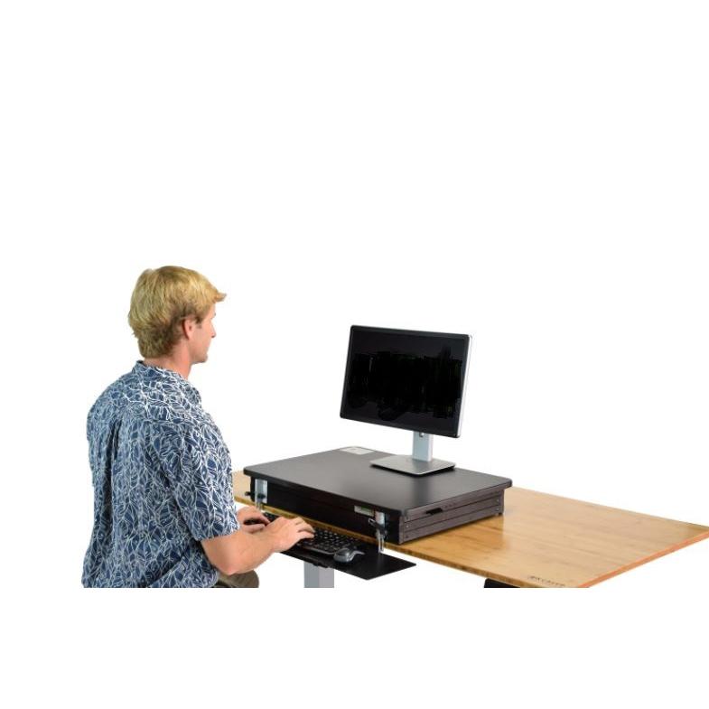 Black Adjustable Tall Standing Desk Converter and Riser. Picture 4