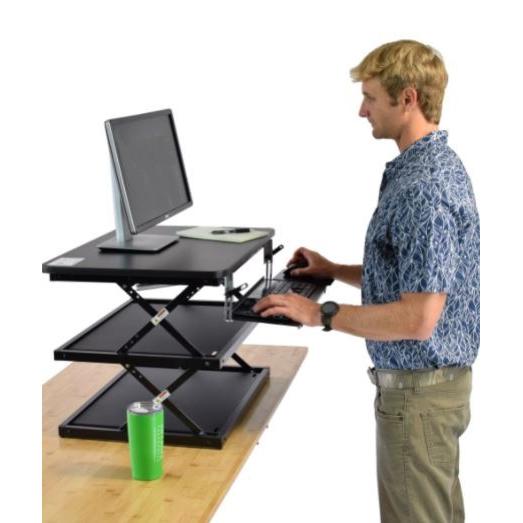 Black Adjustable Tall Standing Desk Converter and Riser. Picture 5