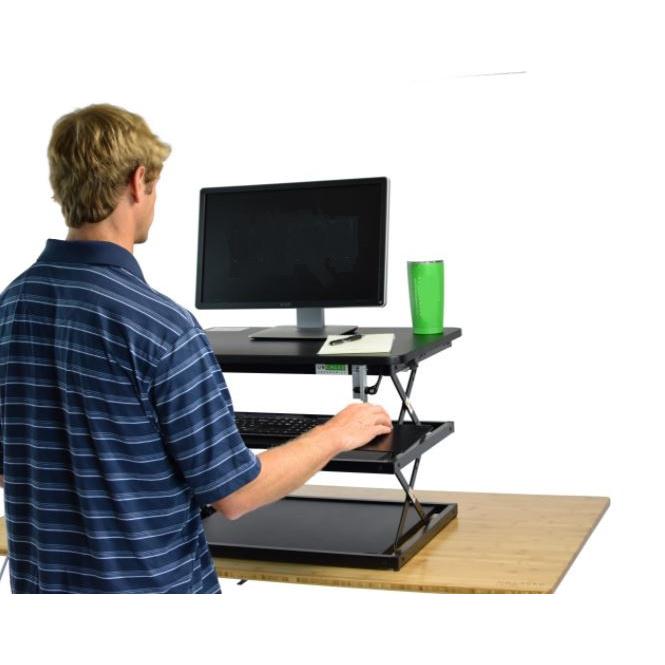 Black Adjustable Tall Standing Desk Converter and Riser. Picture 7