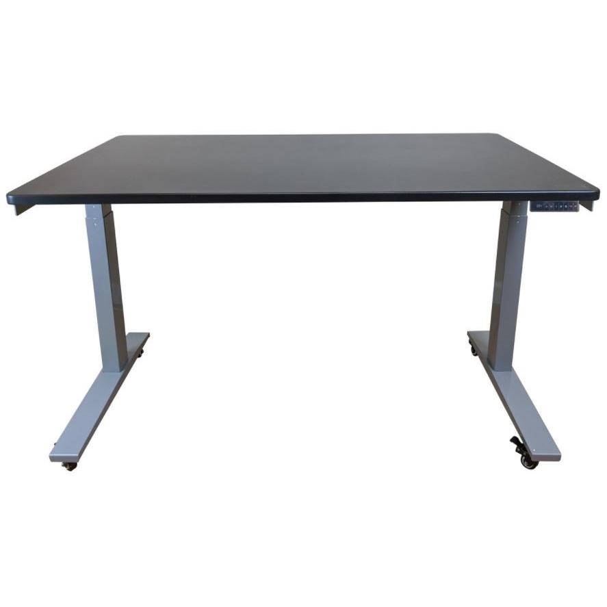 Premier Silver Dual Motor Electric Office Adjustable Standing Desk. Picture 1