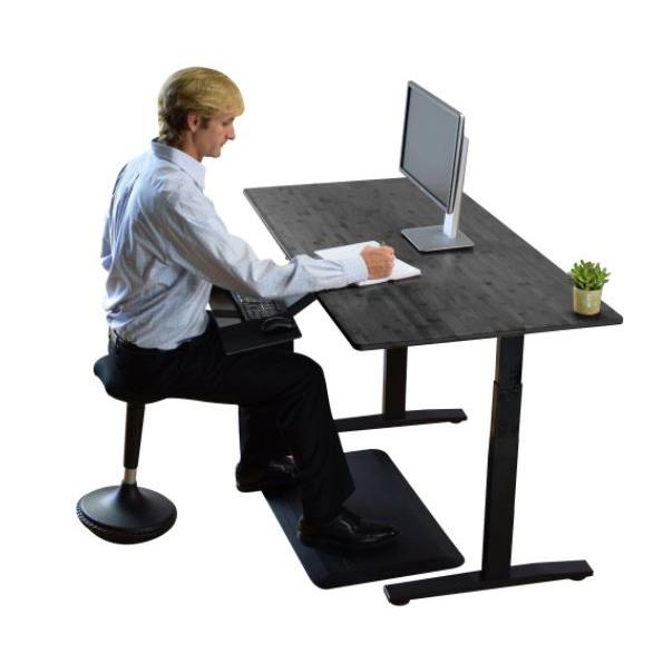 Black Bamboo Dual Motor Electric Office Adjustable Computer Desk. Picture 5