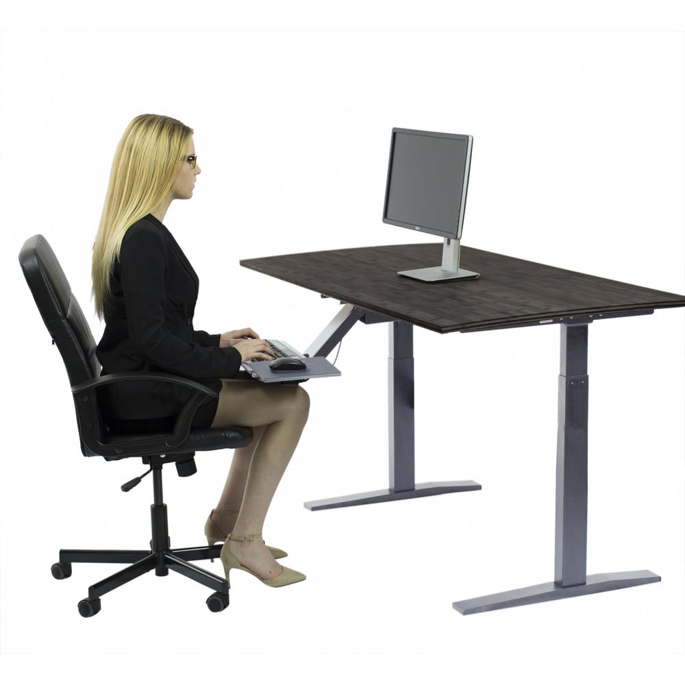 Gray Bamboo Dual Motor Electric Office Adjustable Computer Desk. Picture 4