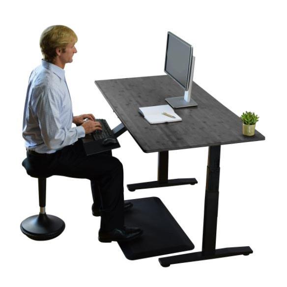 Black on Black Bamboo Dual Motor Electric Office Adjustable Computer Desk. Picture 4