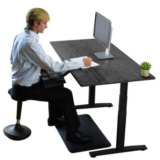Black on Black Bamboo Dual Motor Electric Office Adjustable Computer Desk. Picture 6