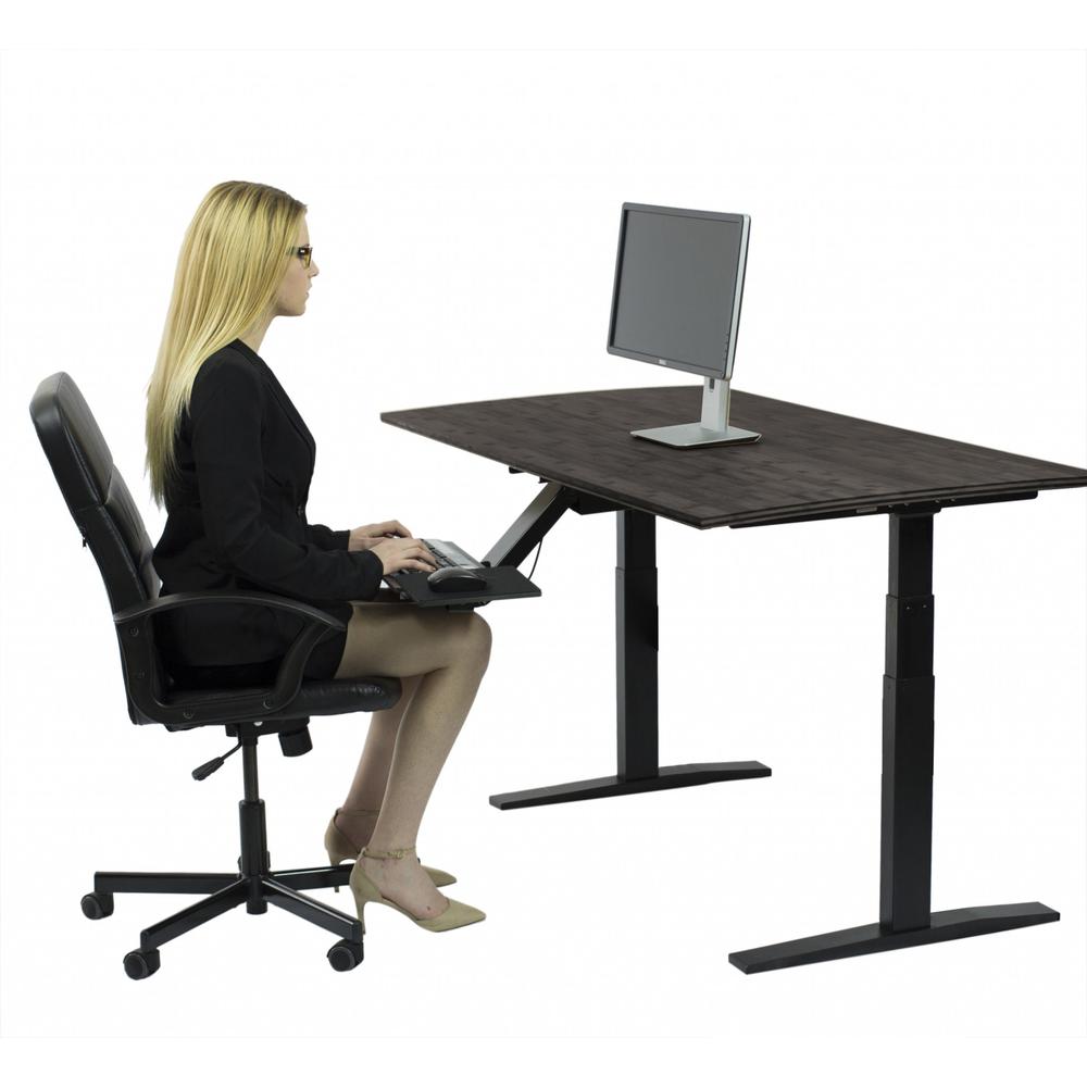 Black on Black Bamboo Dual Motor Electric Office Adjustable Computer Desk. Picture 3