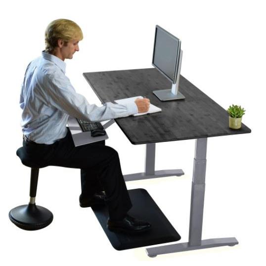 Gray Bamboo Dual Motor Electric Office Adjustable Computer Desk. Picture 4