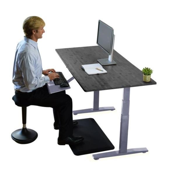Gray Bamboo Dual Motor Electric Office Adjustable Computer Desk. Picture 6